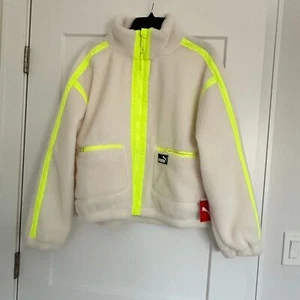 Chaqueta Puma Sherpa Polar Crema con Cremallera de Neón Talla L Nueva Unisex - Imagen 1 de 5