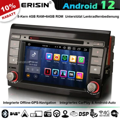 8-Kern Android 13 Autoradio GPS Navi für FIAT BRAVO CarPlay DAB+WiFi CD DSP 64GB - Bild 1 von 4