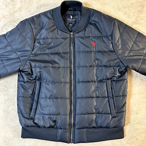 U.S. Polo Assn. Quilted Bomber Jacket Navy Blue Men's 100% Polyester Size L - Picture 1 of 13
