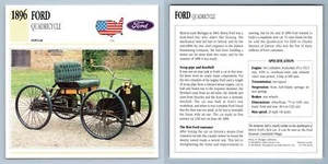 Ford - Quadricycle - 1896 Popular - Classic Cars Collectors Club Card - Picture 1 of 1