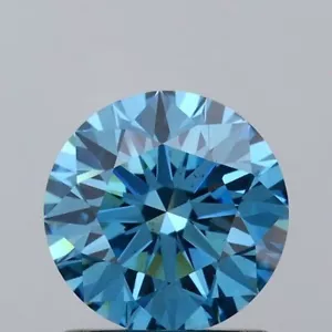 1 CT Vivid Blue Round Lab Grown Diamond For Engagement Ring - Picture 1 of 4