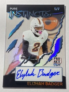 ELIJHAH BADGER chiefs 2024 Leaf Pro Set Pure Instincts Holo Platinum AUTO 5/7 - Picture 1 of 2
