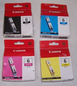 4 x Canon genuine 6 (BCI-6) cartridges (black,cyan,mag,yellow) 2010-2012 - Picture 1 of 1