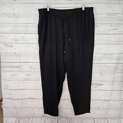 Eileen Fisher Womens Silk Pants Sz XL Solid Black Tie Waist High Rise - Image 1 of 4
