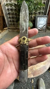 Antique Hand Forged Wooden Handle Iron Blade Folding Knife Locking Pocket Knife - Picture 1 of 9