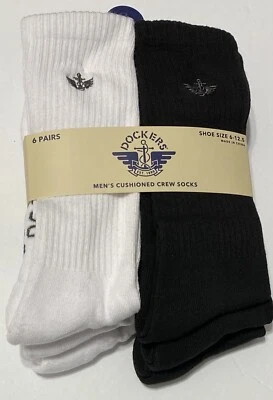 6 pares de calcetines acolchados Dockers para hombre negros/blancos Foto 1 de 2