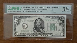 1934 B $50 Cleveland Federal Reserve Note PMG 58 EPQ - Picture 1 of 2
