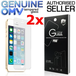 2 x GENUINE Tempered Glass Screen Protector Film for Apple iPhone 5 5C 5S SE - Picture 1 of 10