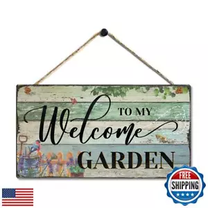 Retro Vintage Wood Garden Sign - Welcome to My Garden - Decorative Outdoor Fl - Picture 1 of 5