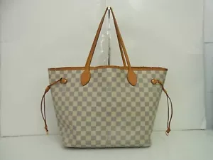 Auth AC07 Louis Vuitton Damier Azur Neverfull MM Shoulder Tote Bag from Japan - Picture 1 of 24