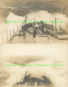 Dos (2) RPPC Primera Guerra Mundial Marina de los Estados Unidos Flota Atlántica Crucero en Tormenta Nueva York a Cuba - Imagen 1 de 5