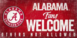 Alabama Crimson Tide Wood Sign Fans Welcome 12x6 - Picture 1 of 1