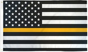 Thin Gold Line Flag 3x5 Goldline House Flag Support Police Dispatch EMS Dispatch - Picture 1 of 2