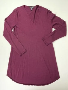 Eileen Fisher 100% Wool Italian Yarn Burgundy Knit Sweater Dress Petite Small EC - Picture 1 of 8