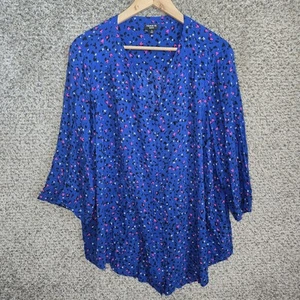 Torrid Top Damen 3 US Plus 3X blau Herzmuster Harper Bluse V-Ausschnitt Freizeit - Bild 1 von 7