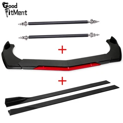 Labio de parachoques delantero + varilla de puntal + faldón lateral para Mercedes Benz C63 C300 W205 W212 Foto 1 de 4