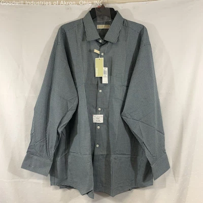 Camisa abotonada Michael Kors verde guinga para hombre nueva con etiquetas, talla 18,5-34/35 Foto 1 de 3