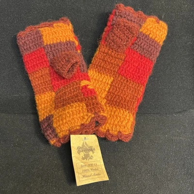 Guantes sin dedos forrados de lana polar tejidos a mano colores NUEVO hechos en Nepal mensajes de texto Foto 1 de 4