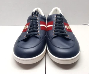 Bally Low-Top Leder Sneaker Gr. 11,5 Navy/Rot/Weiß Streifen Luxus Designer - Bild 1 von 6