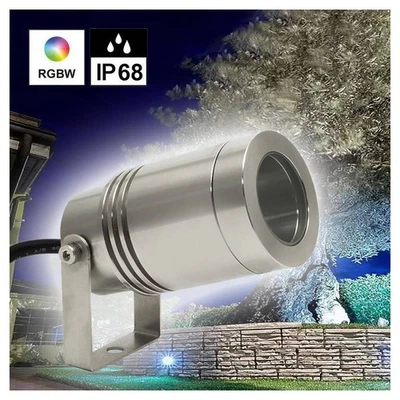 MINI FARETTO LED 24V IP68 RGB 4000K STAFFA ORIENTABILE 8W DMX RGBW LUCE GIARDINO - Immagine 1 di 4