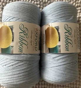Oxford 100% Recycled Cotton Ribbon Tape Yarn - 2x250g Rolls - Pale Baby Blue - Picture 1 of 4