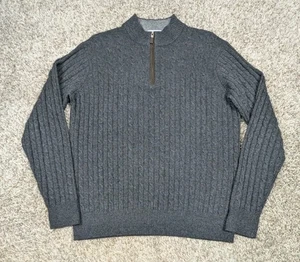 Maglione Peter Millar uomo grande grigio maglia cavo bambino lana yak cashmere 1/4 zip - Foto 1 di 6