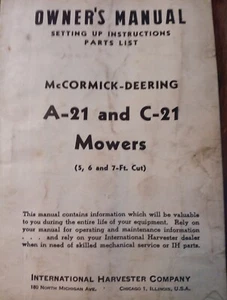 1948 Mccormick Deering A-21 & C-21 Mäher Owners Manual International Harvester - Bild 1 von 6