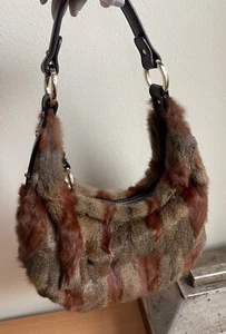 FENDI FUR LEATHER HOBO SLOUCHY SHOULDER BAG ITALY - Picture 1 of 12