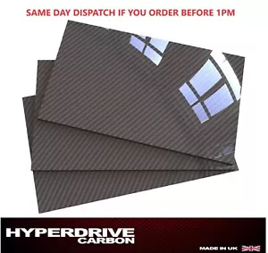Carbon Fibre Sheet Gloss Twill 3k Rigid 100% Carbon 1 2 3 4 5 mm UK Supplier! - Picture 1 of 8