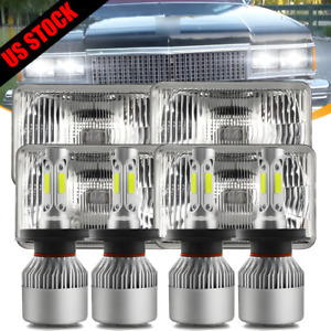 4PCS 4x6 inch LED Headlights High/Low Beam Bulb For Ford Mustang 1979-1986