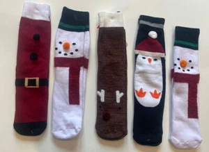 5 Pairs Christmas Slipper Socks Women Santa 3D Warm Winter Xmas Holiday Gift - Picture 1 of 3