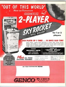 Genco Sky Rocket Arcade Game FLYER Original Rifle Shooting Gun 1955 Coin-Op - Picture 1 of 1
