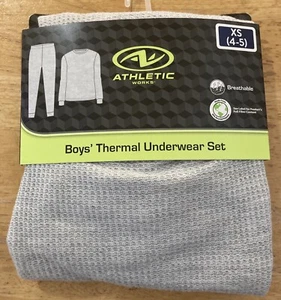 Boys Athletic Works Thermal Underwear Set (Size XS 4/5) Waffle Grey Breathable - Picture 1 of 2