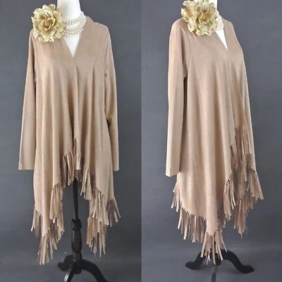 Chaqueta bohemia Alberto Makali beige para mujer M flecos largos nueva con etiquetas Foto 1 de 4