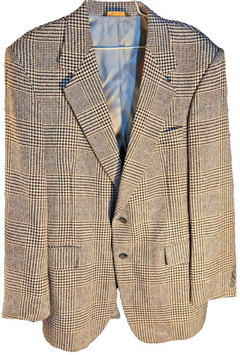 VETEMENTS Giacca sportiva vintage Barrymore sartoriale nero bianco accenno viola oro colletto