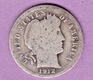 1912 Barber Dime in GOOD  condition stk 1032 ~ FULL RIM ON BOTH SIDES. - Picture 1 of 5