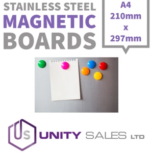 A4 (210mm x 297mm) STAINLESS STEEL MAGNETIC NOTICE / MEMO BOARDS - Picture 1 of 4
