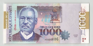 HAITI 1000 Gourdes 2004, P-278b, TDLR, AD396186. Original UNC. Scarce Date. H3 - Picture 1 of 2