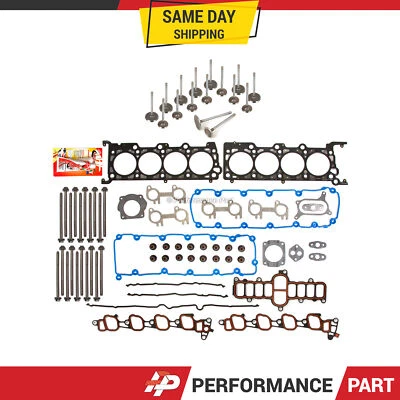 Juego de juntas de culata válvulas de escape de admisión aptas para Lincoln Ford F150 F250 1999 5,4 L Foto 1 de 4