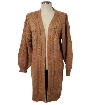 Новый с Ярлыками BKE Pecan коричневый длинный открытый кардиган свитер S - Изображение 1 из 4
