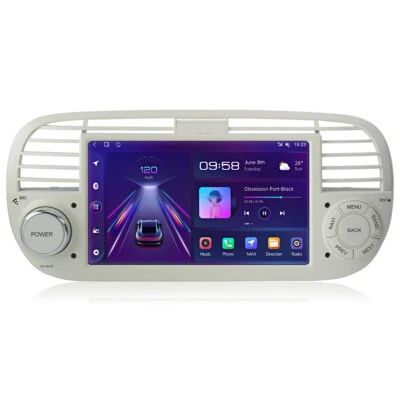 7'' Car Stereo Android 13 Carplay Per Fiat 500 GPS Sat Navi BT DAB+ WiFi 2+64G - Immagine 1 di 4