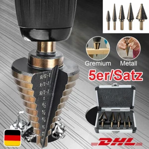 5 TLG SATZ STUFENBOHRER HSS METALL FRÄSER SENKER KEGELBOHRER SCHÄLBOHRER SET - Bild 1 von 11