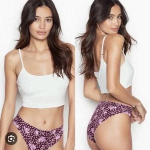 Victoria’s Secret Sz XS Sexy Illusions No Show Hiphugger Panties Purple Flowers - Picture 1 of 6
