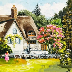 Irish Cottage Irland Wandbild Geschenk für Reisende irische Kunst Kern Dekor 8 х 8" - Bild 1 von 14