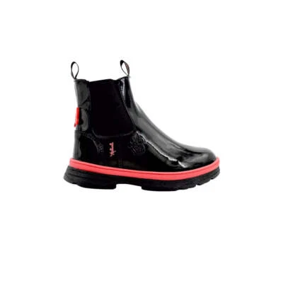 Botas de charol Minnie Mouse para niña pequeña, acento de lazo rojo, suela antideslizante talla 8 8,5 Foto 1 de 4