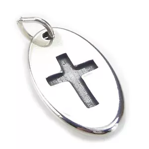 Kreuz ovaler Anhänger Sterling Silber Anhänger .925 x 1 Heilige Kreuze Charms! - Bild 1 von 5