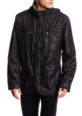Trussardi Jeans men's light field jacket with concealed hood, camo pattern - Image 1 of 4