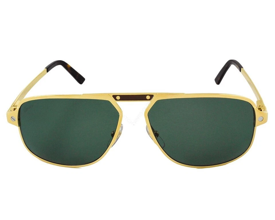 G2U with tags CARTIER Pilot Green Lens Gold Rim 6014140MM Mens Sunglasses CT0102 - Image 1 of 4