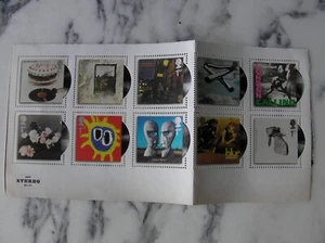 10 Briefmarken Steine Bowie Pink Floyd Parklife Clash Coldplay Led Leppelin CD Platte - Bild 1 von 4