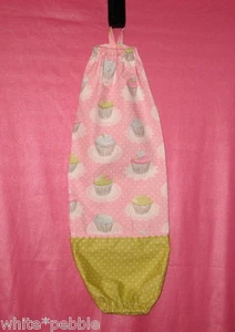 Handmade Grocery Bag/Rag Dispenser - Cupcakes - Green/white dots - Picture 1 of 1